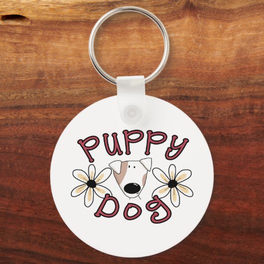 Blumen-Welpen-Hund Schlüsselanhänger (Vorderseite)