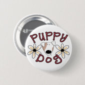 Blumen-Welpen-Hundet-shirts und -geschenke Button (Vorne & Hinten)