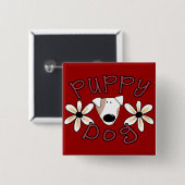 Blumen-Welpen-Hundet-shirts und -geschenke Button (Vorne & Hinten)
