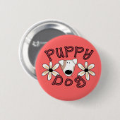 Blumen-Welpen-Hundet-shirts und -geschenke Button (Vorne & Hinten)