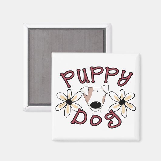 Blumen-Welpen-Hundet-shirts und -geschenke Magnet (Vorderseite/Rückseite)