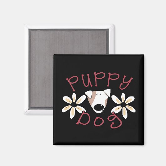Blumen-Welpen-Hundet-shirts und -geschenke Magnet (Vorderseite/Rückseite)