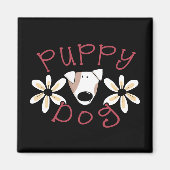 Blumen-Welpen-Hundet-shirts und -geschenke Magnet (Vorne)