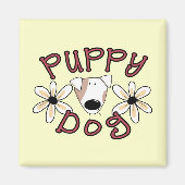 Blumen-Welpen-Hundet-shirts und -geschenke Magnet (Vorne)