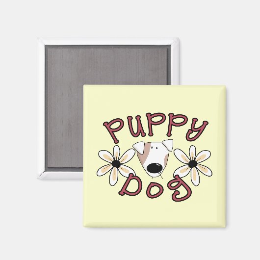 Blumen-Welpen-Hundet-shirts und -geschenke Magnet (Vorderseite/Rückseite)