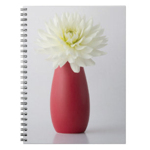 Blumen White Dahlia in Red Vase Notizblock