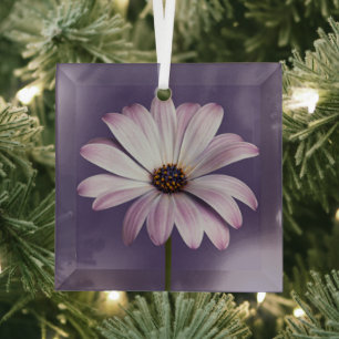 Blumen White & Lila Daisy Ornament Aus Glas