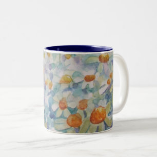 Blumen-Wiesewatercolor-Gänseblümchen mit Blumen Zweifarbige Tasse