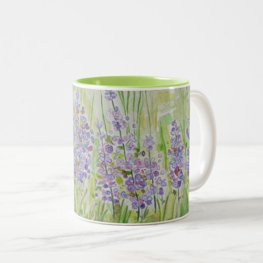 Blumen-WieseWatercolor Zweifarbige Tasse (VorderseiteRechts)