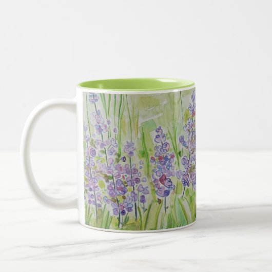 Blumen-WieseWatercolor Zweifarbige Tasse (Links)