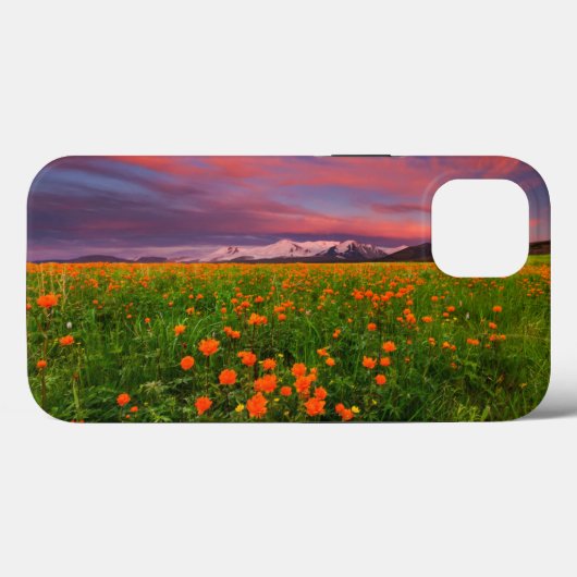 Blumen | Wildblume Felsschneebedeckte Berge Case-Mate iPhone Hülle (Rückseite (Horizontal))