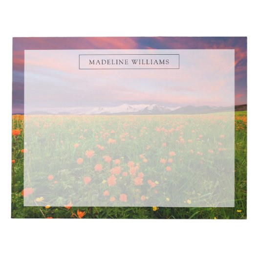 Blumen | Wildblume Felsschneebedeckte Berge Notizblock (Vorderseite)