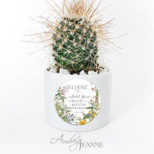 Blumen-Wildblumen-Aquarell-Willkommens-Braut- Dusc Runder Aufkleber