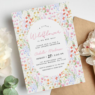 Blumen Wildblumen Frühling Sommer Rosa Babyparty Einladung