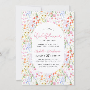 Blumen Wildblumen Frühling Sommer Rosa Babyparty Einladung