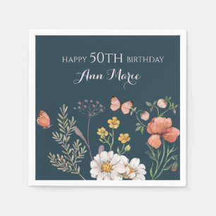 Blumen-Wildblumen-Geburtstag Serviette