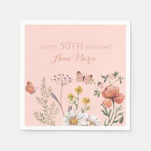 Blumen-Wildblumen-Geburtstag Serviette