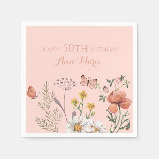 Blumen-Wildblumen-Geburtstag Serviette (Vorderseite)