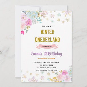 Blumen Winter Onederland Einladung