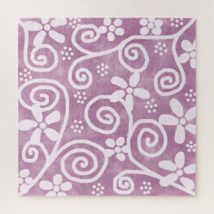 Blumen Wirbel Staubig Rosa Weiß Muster Whimsical Puzzle