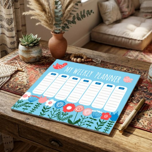 Blumen-Wochenplaner-Notizblock Notizblock