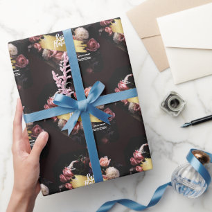 Blumen-Workshop Schwarz Gold Geschenkpapier