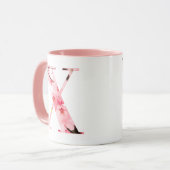 Blumen-X-Initial-Tasse | Personalisierter Name & E Tasse (Vorderseite Links)