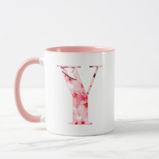 Blumen-Y-Anfangstasse | Personalisierter Name & Ei Tasse