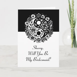 Blumen Yin Yang Brautjungfer Vorschlag Dankeskarte