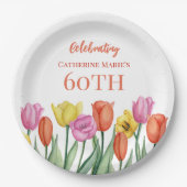 Blumen zum 60. Geburtstag Pappteller (Vorderseite)