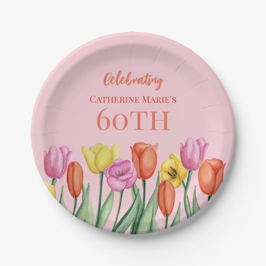 Blumen zum 60. Geburtstag Pappteller (Vorderseite)