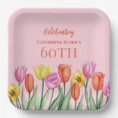 Blumen zum 60. Geburtstag Pappteller (Vorderseite)