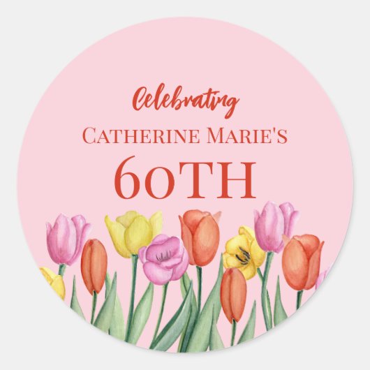 Blumen zum 60. Geburtstag  Runder Aufkleber (Vorderseite)