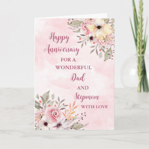 Blumen zum Hochzeitstag für Papa und Stiefmutter Karte