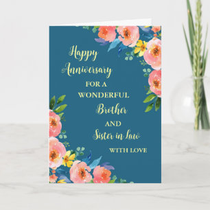 Blumen zum Hochzeitstag für Schwager und Schwägeri Karte