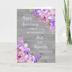 Blumen zum Hochzeitstag von Papa und Stiefmutter Karte