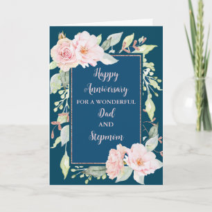Blumen zum Hochzeitstag von Papa und Stiefmutter Karte