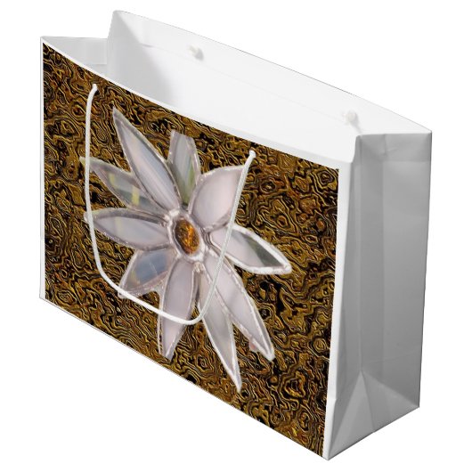 "Blumen zur Schau" (Groß) Geschenktasche Große Geschenktüte (Vorderseite Schrägansicht)