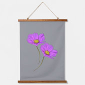 Blumen Zwei Lila Cosmos Wandteppich Mit Holzrahmen (Vorderseite)