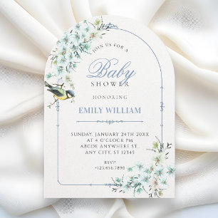 Blumen-Zweig-Vogel-Baby-Party Einladung