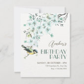 Blumen-Zweig-Vogel-Frühjahrs-Geburtstag Einladung (Vorderseite)