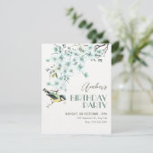 Blumen-Zweig-Vogel-Frühjahrs-Geburtstag Einladung (Stehend Vorderseite)