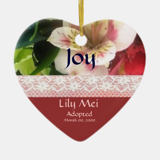 BlumenAdoptions-Mitteilungs-Andenken Keramikornament (Vorne)