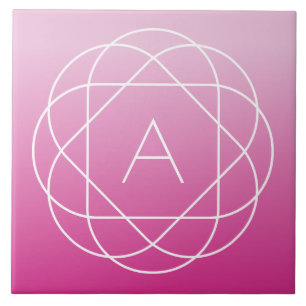 Blumenähnliches geometrisches Monogramm Rosa sch Fliese