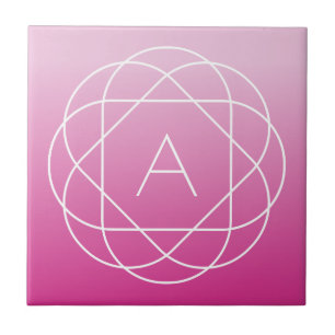 Blumenähnliches geometrisches Monogramm   Rosa sch Fliese