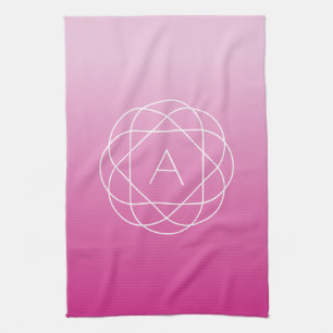 Blumenähnliches geometrisches Monogramm Rosa sch Geschirrtuch