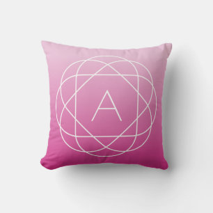 Blumenähnliches geometrisches Monogramm Rosa sch Kissen