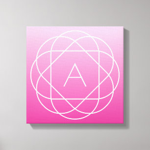 Blumenähnliches geometrisches Monogramm Rosa sch Leinwanddruck