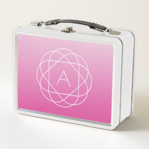 Blumenähnliches geometrisches Monogramm Rosa sch Metall Brotdose
