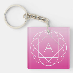 Blumenähnliches geometrisches Monogramm Rosa sch Schlüsselanhänger